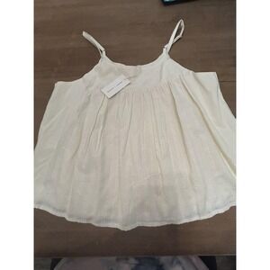 basin + range Cami Top Womens Medium Ivory Square Textured Cotton Lined BRW605